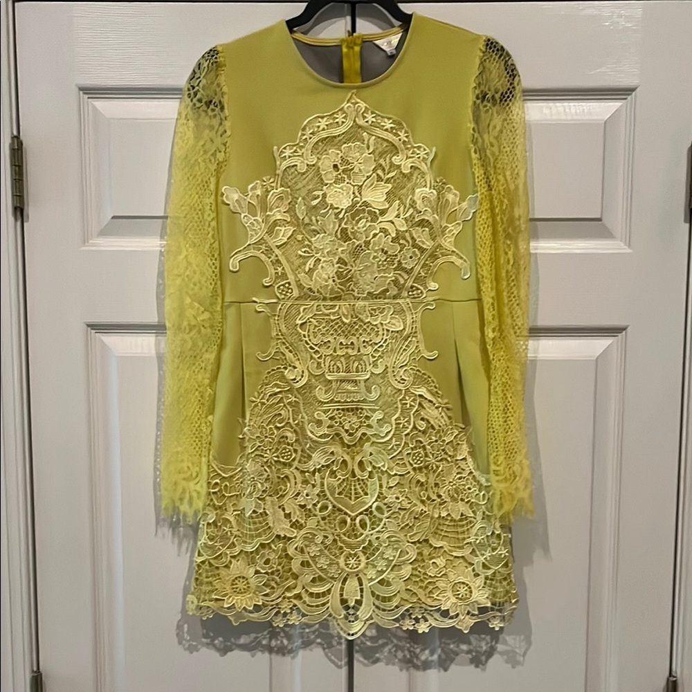Elegant Yellow Lace Dress
